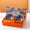 2021 Top Selling Bohemian Mandala Style rice bowl set gift set Ceramic bow set of 2/4/6 with chopsticks